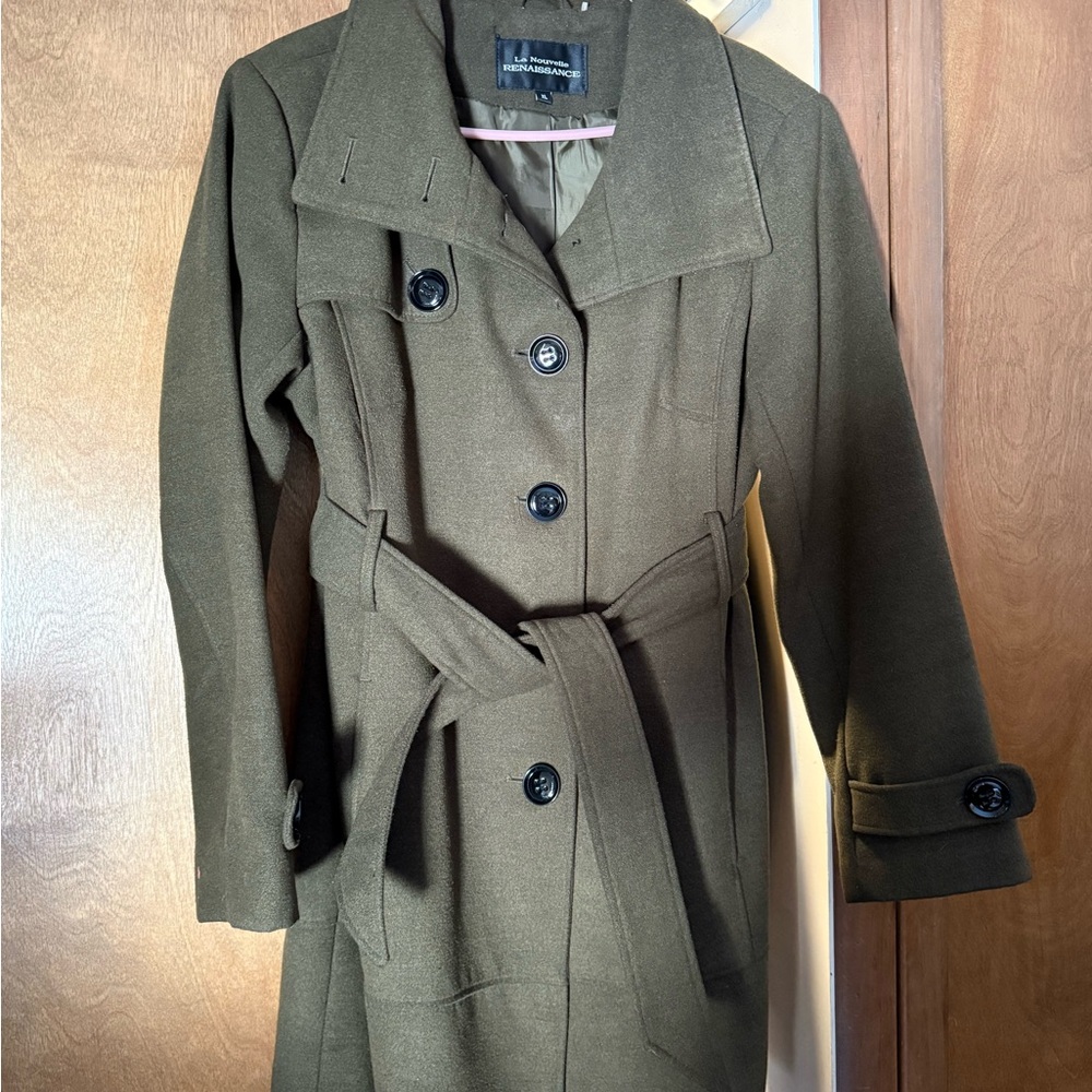 Army green women’s wool blend coat